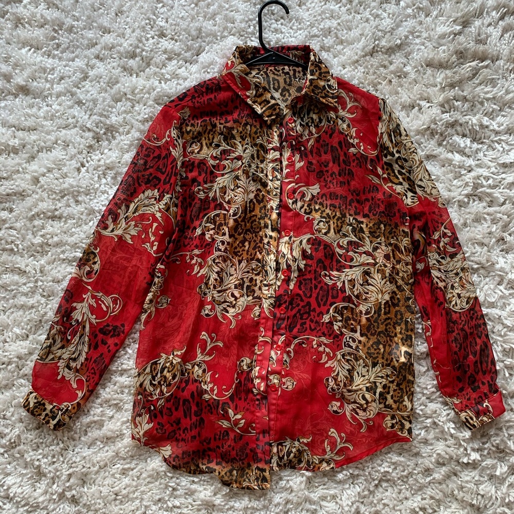 Chiffon Button Down Printed Top (Oversized) - image 2